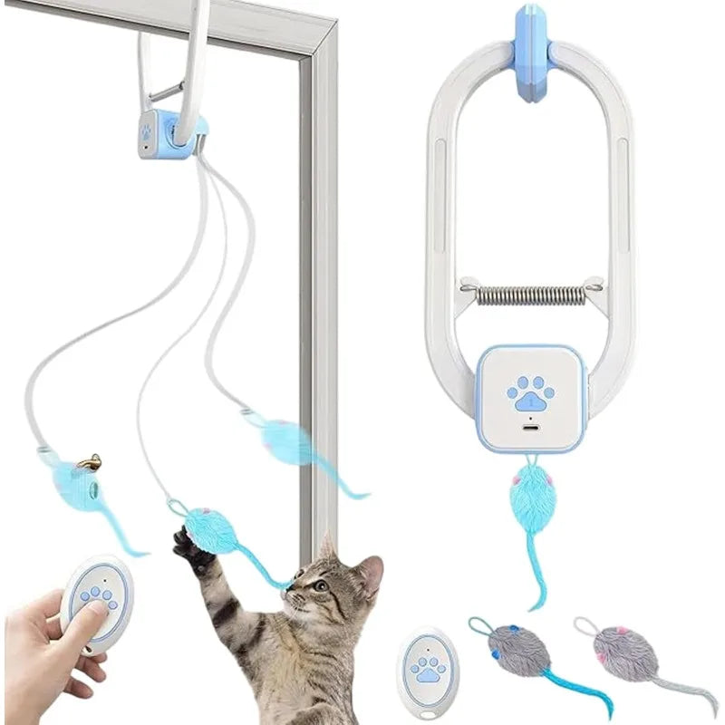 Self-Playing Cat Toy, Automatic Retractable Door Hanging Teaser for Indoor Cats, Boredom Buster Exercise Toy