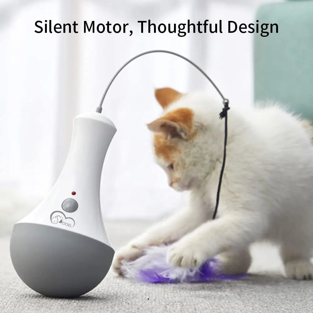 DOEL Cat Interactive Toys Funny Feather Kitten Teaser Indoor Play Automatic Toy Gift Cat Feather Toy