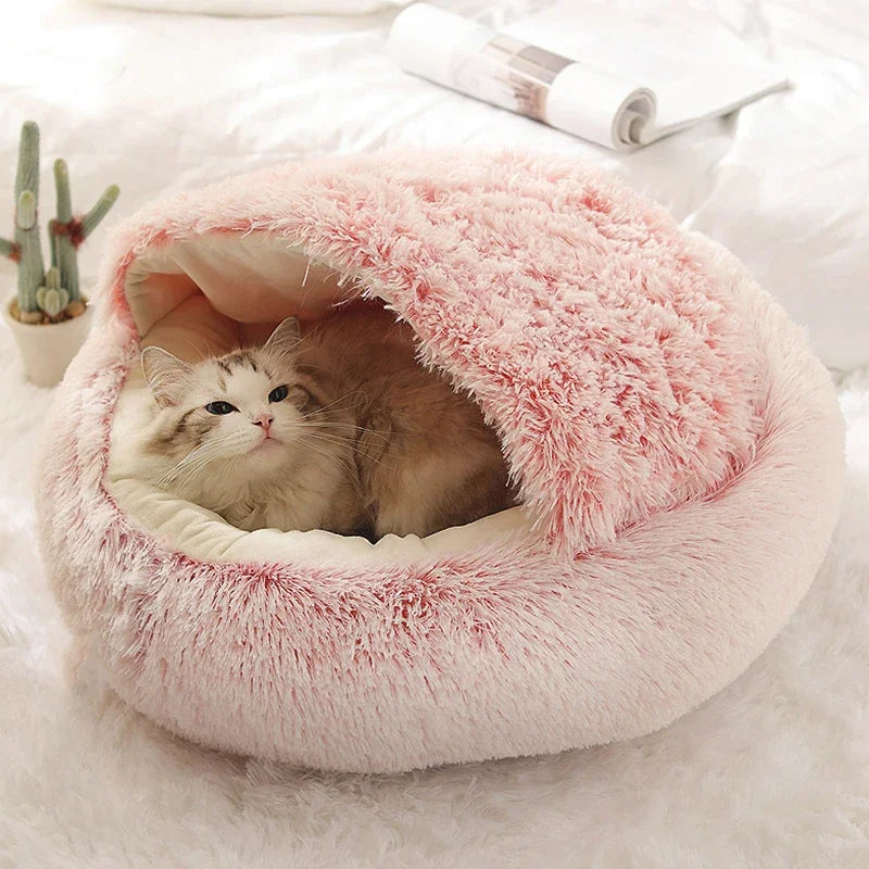 Cat Dog Bed Pet Mattress Sleeping Warm Soft Plush Pet Bed with Cover Round Nest Cave for Small Dogs kitten