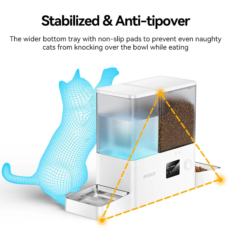 ROJECO 8.5L Automatic Pet Feeder Water Fountain WIFI APP Remote Control Smart Dog 5L Food Dispenser 3.5L Gravity Water Drinker 