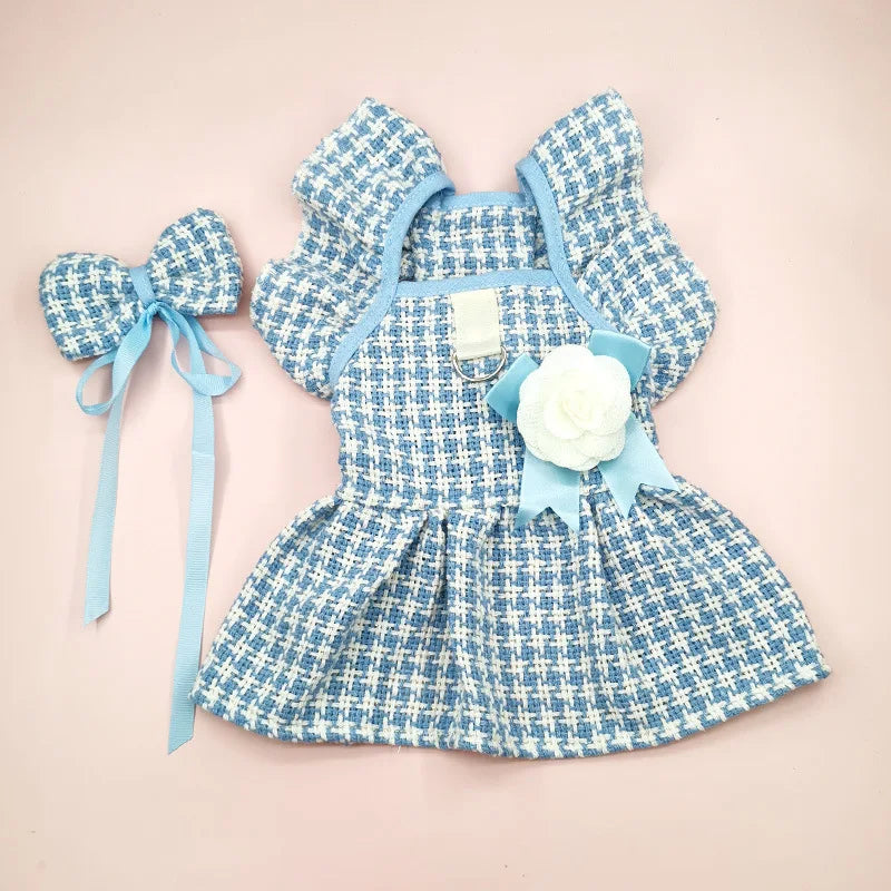 1/Set Ins Winter Dog Clothes Cat Princess Dress Backpack Pink Luxury Fashion Design Dog Thickened Skirt Dog Christmas Clothes