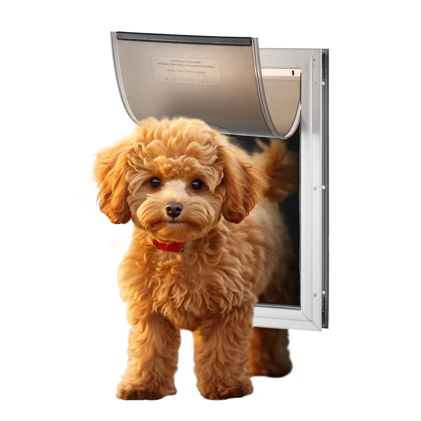 SucceBuy Pet Door Aluminum Frame with Lock and Flap System Weatherproof Doggy Door Easy to Install in Interior or Exterior Doors
