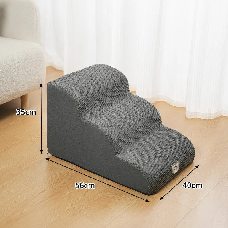 Dog Stairs for Small Dogs , 2-3-4-Step Sturdy Dog Steps for Bed Couch, Sofa or  Cats, Puppy, Washable Cover, Non-Slip Curved Pet