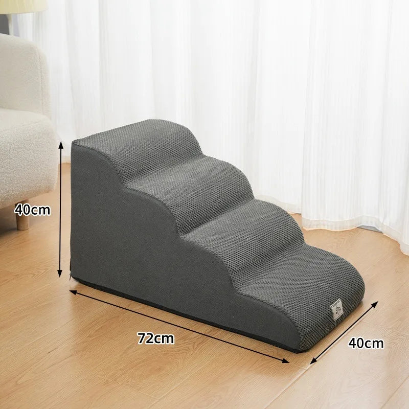 Dog Stairs for Small Dogs , 2-3-4-Step Sturdy Dog Steps for Bed Couch, Sofa or  Cats, Puppy, Washable Cover, Non-Slip Curved Pet