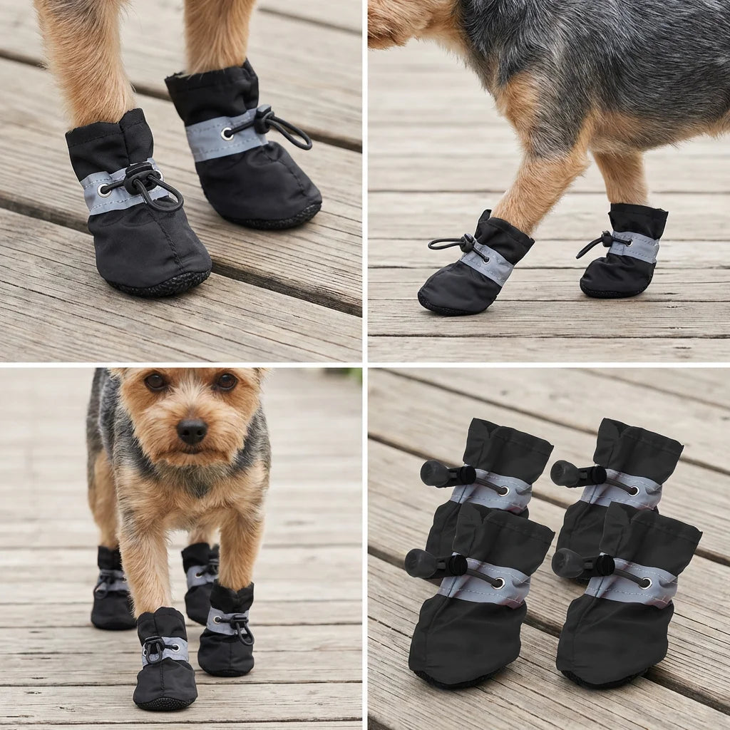 X-Small Dog Shoes Waterproof Durable, for 3-4 lb Tiny Dogs, Perfect for City Walks & Hiking, Secure Fit
