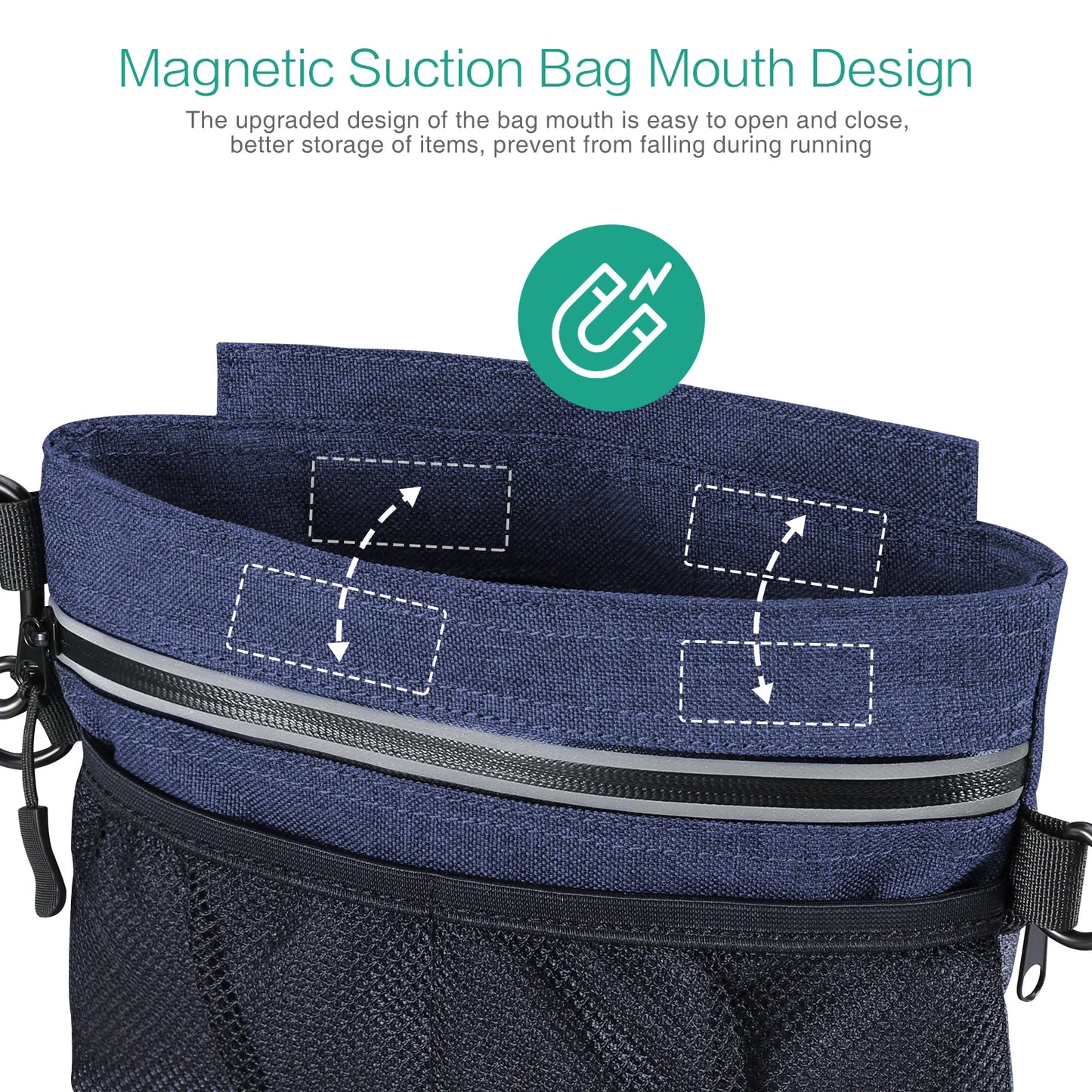 ORIA Hands Free Dog Training Pouch Portable Pet Snacks Treat Waist Fanny Pack Reward Bum Bags Built-in Poop Bag Dispenser