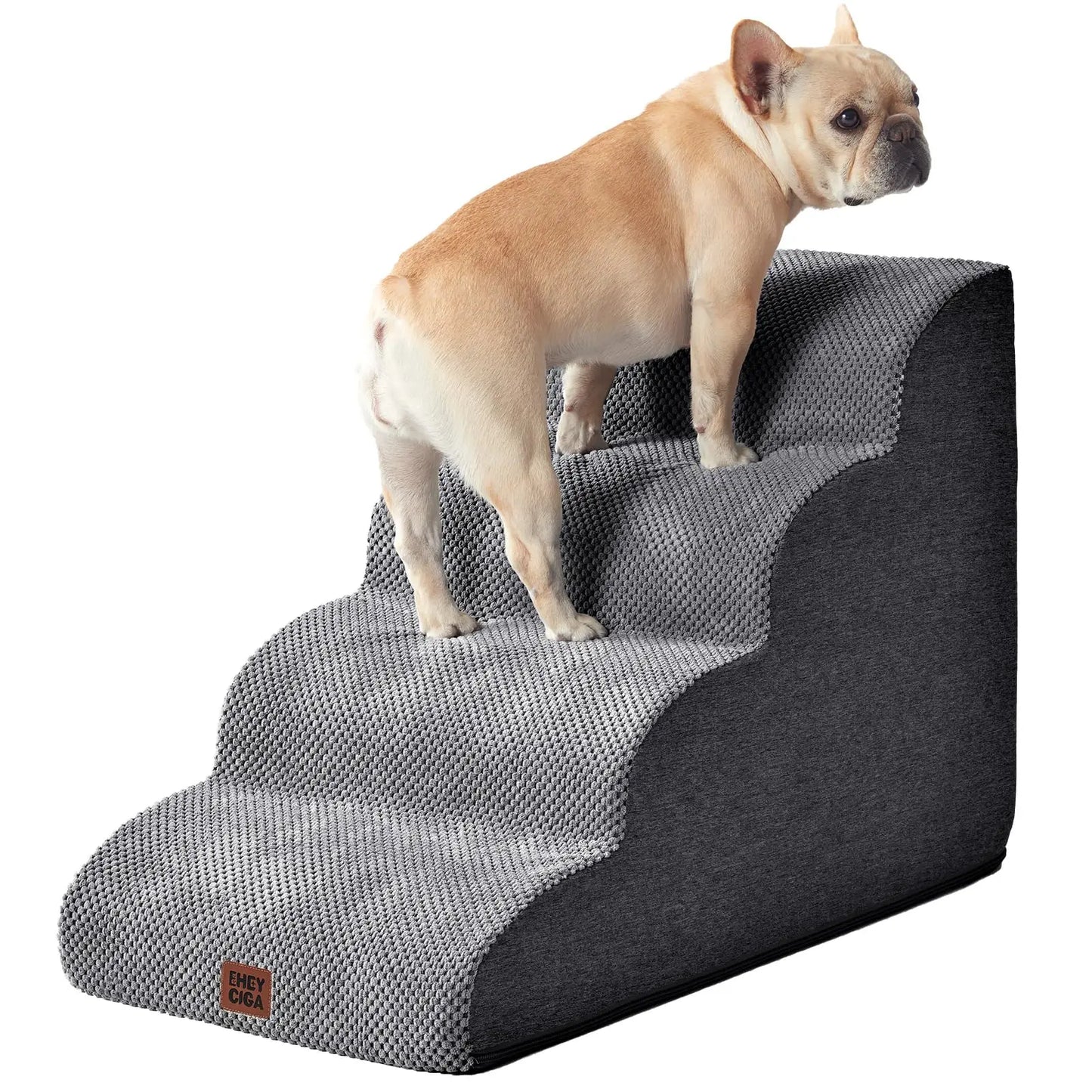 Dog Stairs for Small Dogs , 2-3-4-Step Sturdy Dog Steps for Bed Couch, Sofa or  Cats, Puppy, Washable Cover, Non-Slip Curved Pet