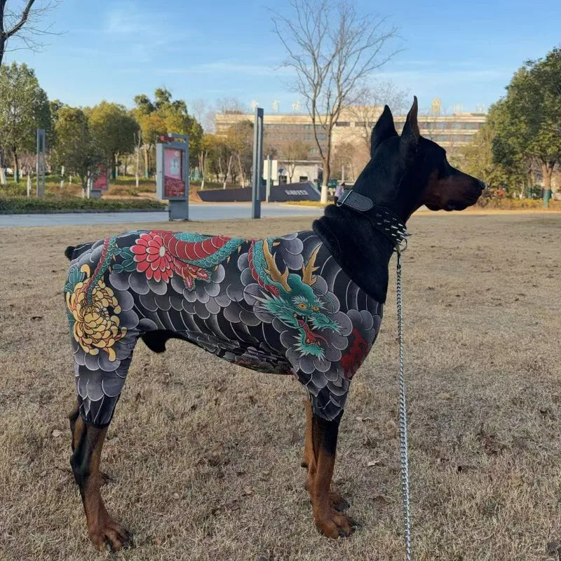 Dog Tattoo Costume Funny Pets 4-Legged Jumpsuit for Dogs All-Season Designer Dog Clothes