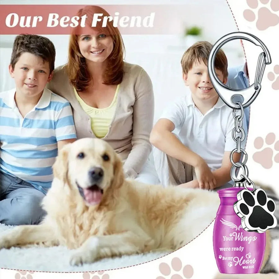 Pet Memorial Ashes Keychain Metal Capsule Keepsake Urn Keyring for Dog Cat