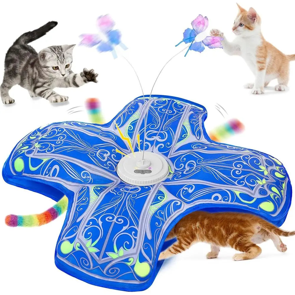 Interactive Cat Toys for Indoor Cats, Newly Upgraded Rechargeable Touch and Seek Kitten Toys to Combat Boredom in Adult Cats (Bl