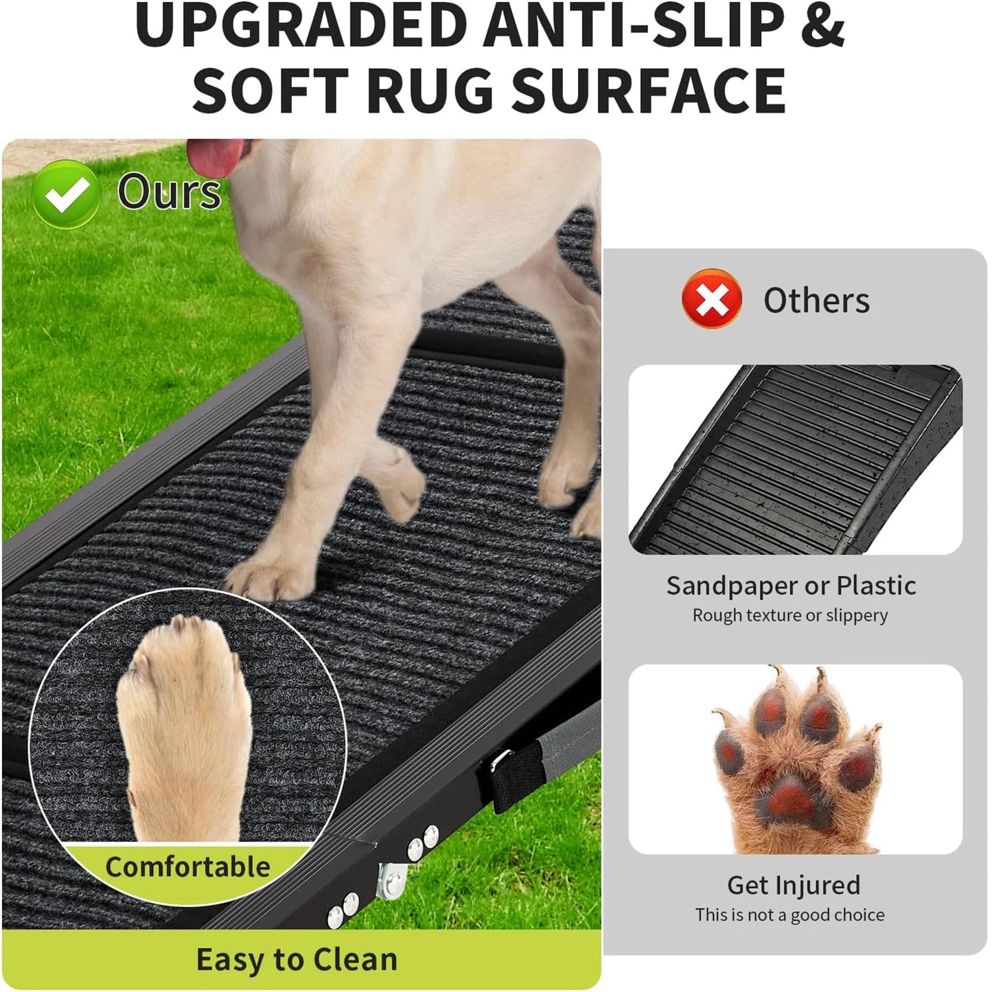 Upgraded Dog Ramp For Cars Folding Pet Ramp For Large Dogs With Non-Slip Surface Portable Outdoor Dog Car Ramp Up to 250 LBS