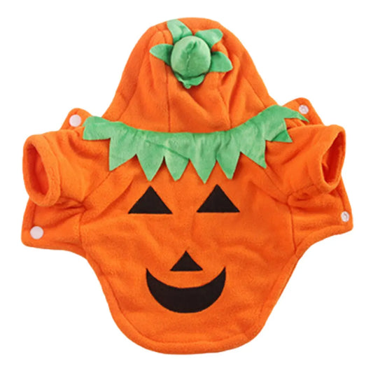 Halloween Cute Warm Pumpkin Dog Costume Breathable Orange Dog Hoodie Pet Festival Costume Clothes for Pet Dog Cat