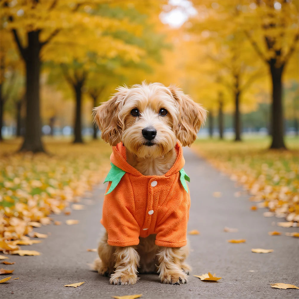 Halloween Cute Warm Pumpkin Dog Costume Breathable Orange Dog Hoodie Pet Festival Costume Clothes for Pet Dog Cat
