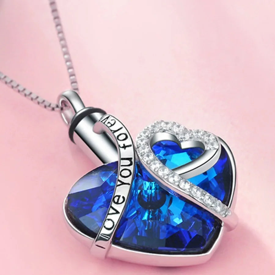 Heart Crystal Urn Necklace Pet Memorial Keepsake Jewelry Openable Pendant