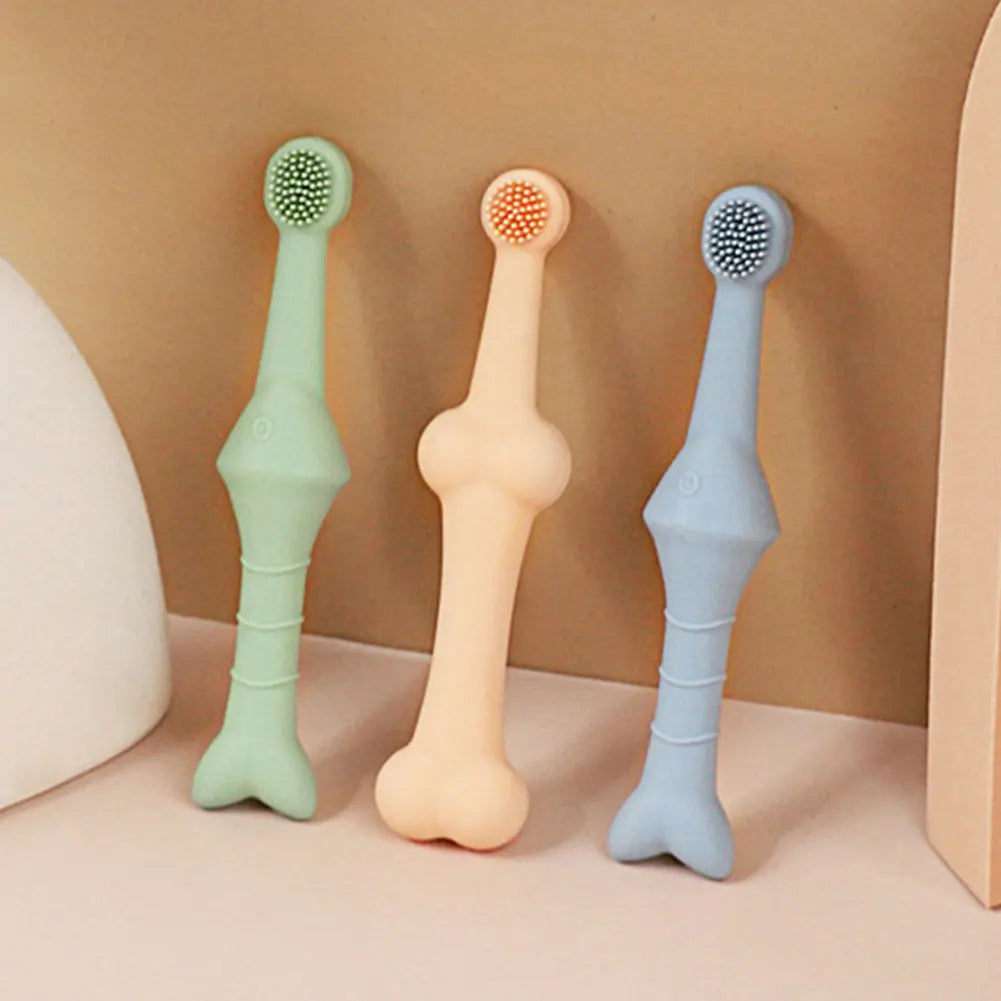 2Pcs Silicone Dog Tooth Brush 360 Degree Cleaning Dog Tooth Cleaning Brush Soft Bristle Toothbrush for Small & Large Pets