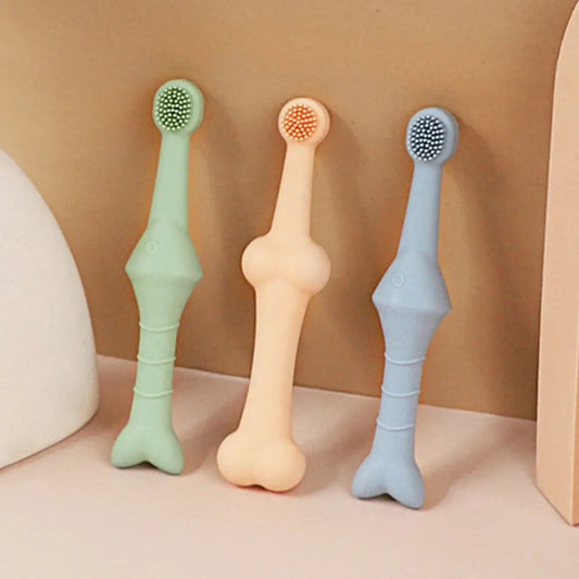2Pcs Silicone Dog Tooth Brush 360 Degree Cleaning Dog Tooth Cleaning Brush Soft Bristle Toothbrush for Small & Large Pets