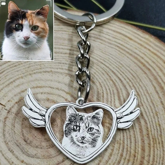 DHQH Personalized Pet Photo Necklace Carving Pet Pendant Gift Handmade Custom Dog and Cat Keychain Memory Jewelry Image Pendant