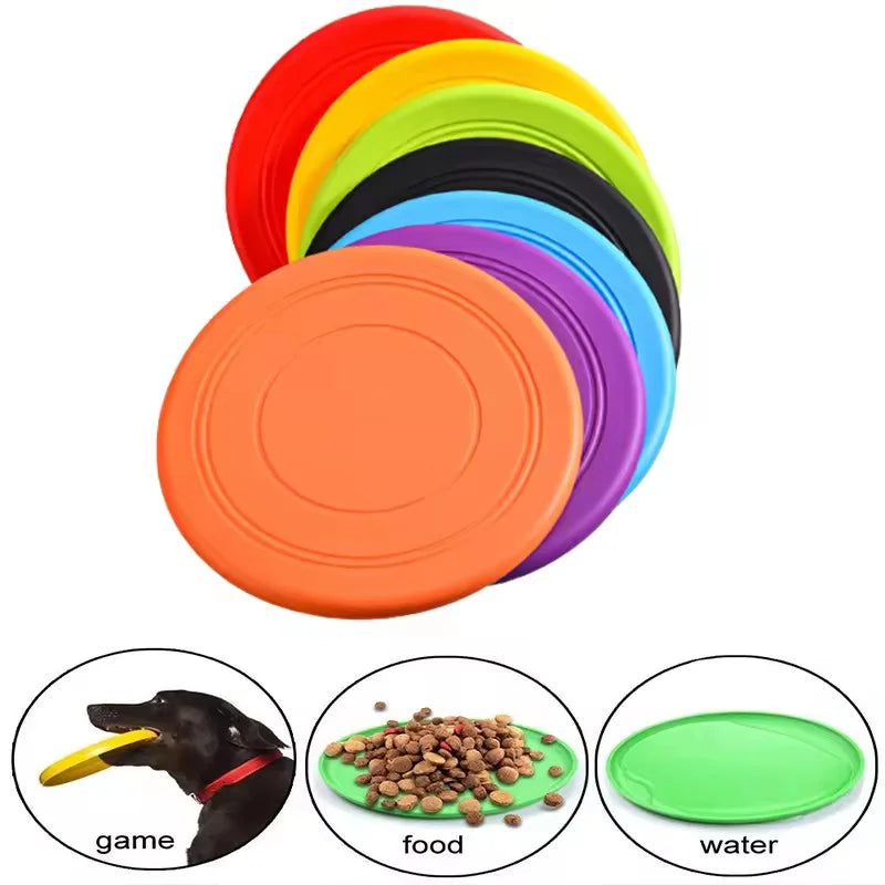 Durable Chewable Pet Training Frisbee Toy Tear Resistant Soft Rubber Flying Disc For Dogs Exercise Play Fetch Training Supplies