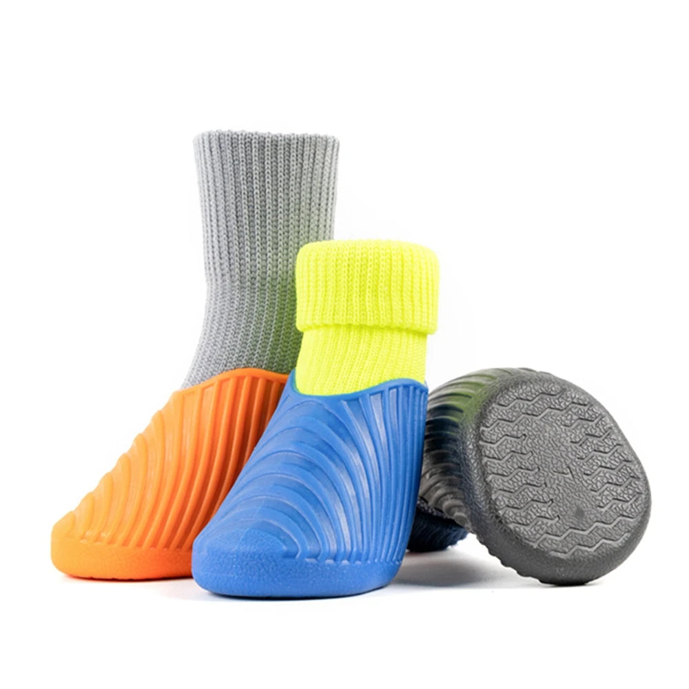 4Pcs Outdoor Pet Dog Boots Dog Shoes Paw Protector Comfortable Waterproof Shoes Anti-slip Boots For Small Medium Large Dogs Cats